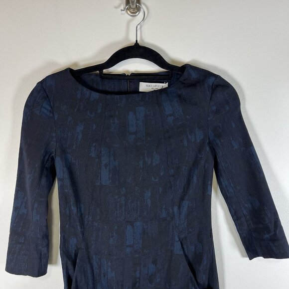 MM Lafleur Women's Navy Blue Cotton Blend Sheath Dress Pockets Size‎ 0 Designer - Picture 2 of 11